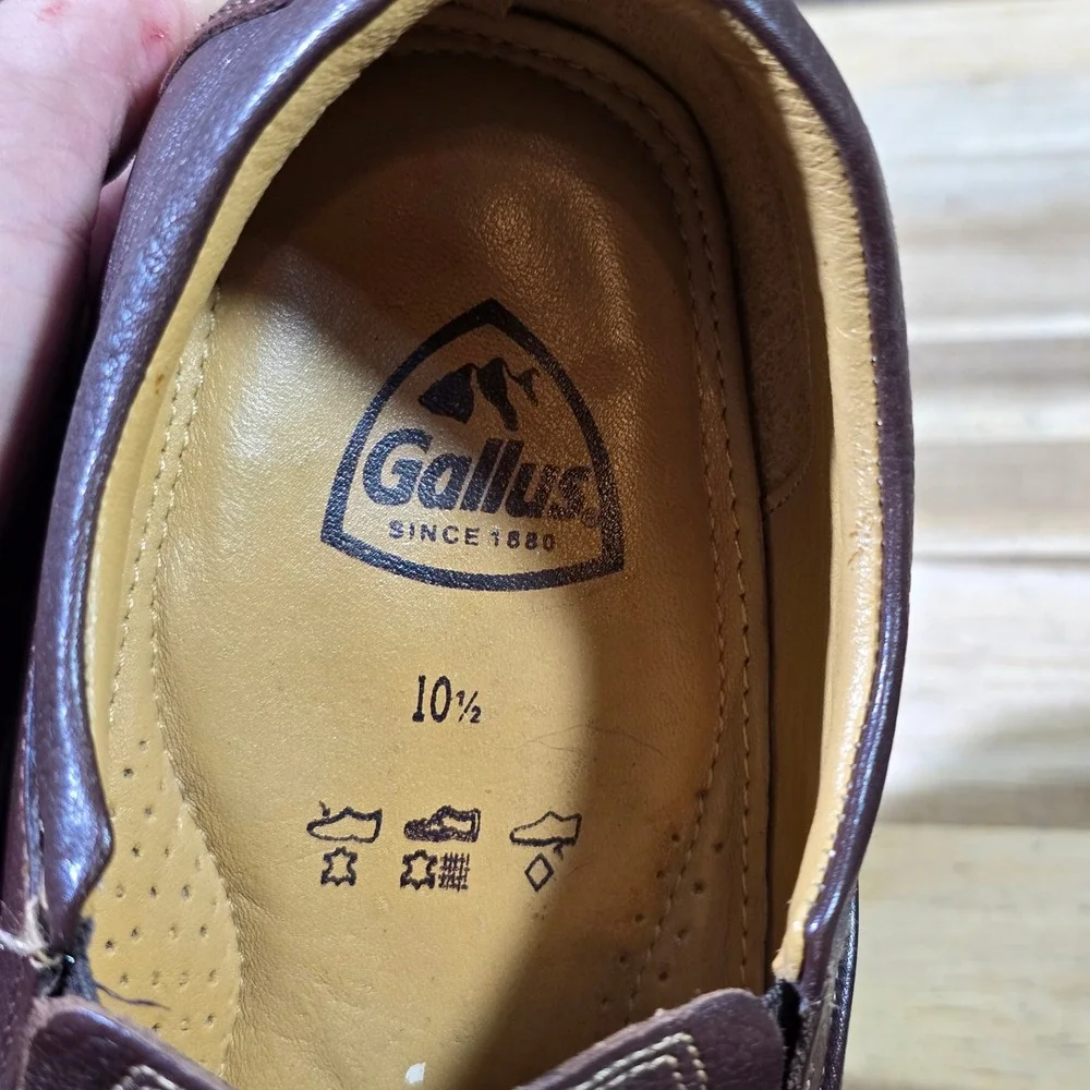 Gallus Men's Brown Leather Slip On Loafers Size 10.5 Comfort Dress‎ Shoes Ortho